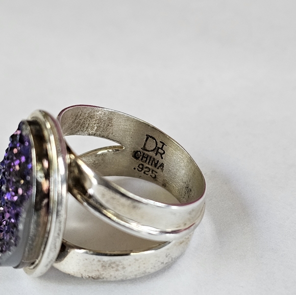Vintage Jay King Genuine Druzy Quartz Ring in Sterling Silver Size - Picture 3 of 5